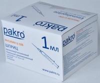 1 мл трехкомпонентный шприц Pakro инсулиновый U100 , с иглой 0,3х13, 100 шт купить в Брянске